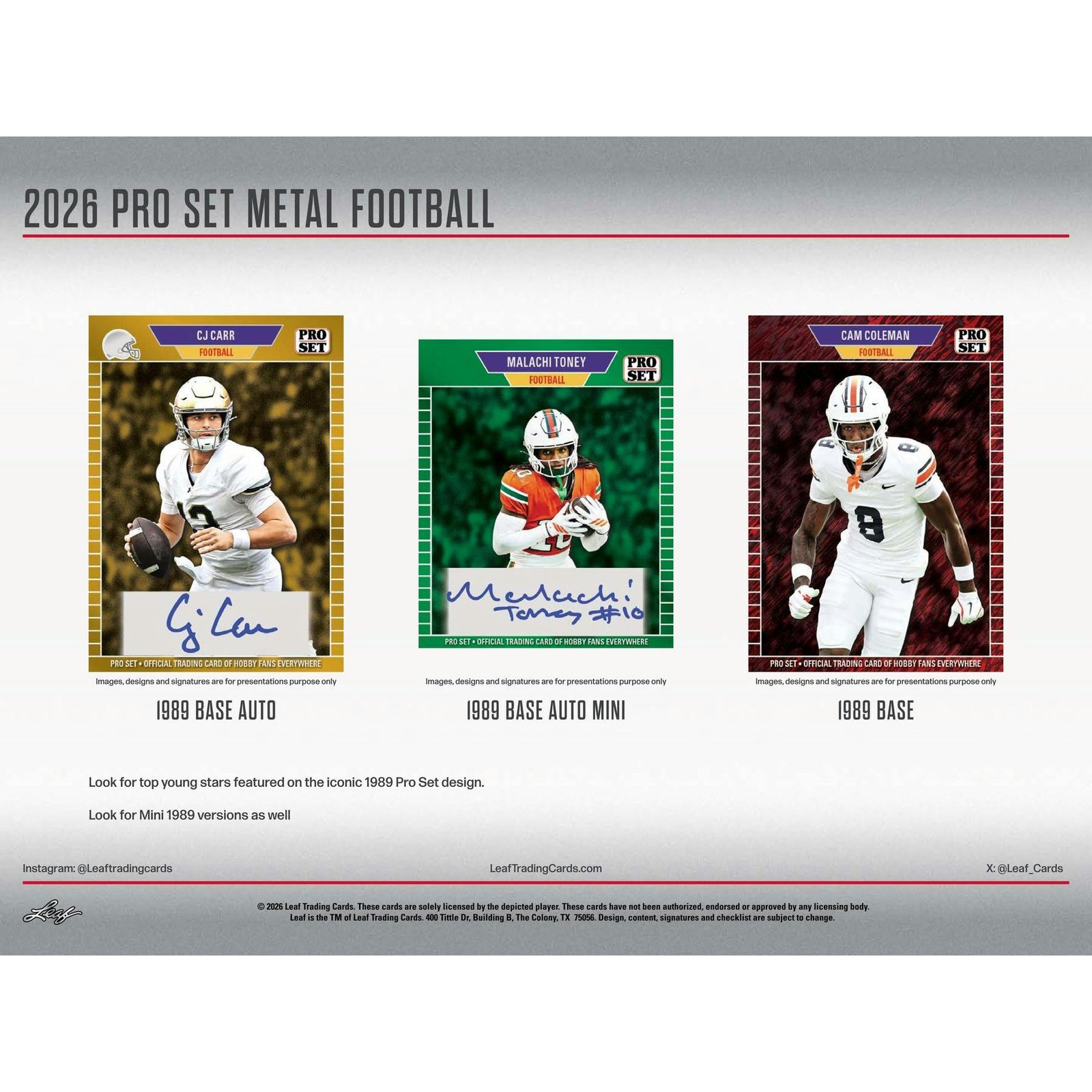 2026 Leaf Pro Set Metal Football Hobby 10-Box Case - Image 9