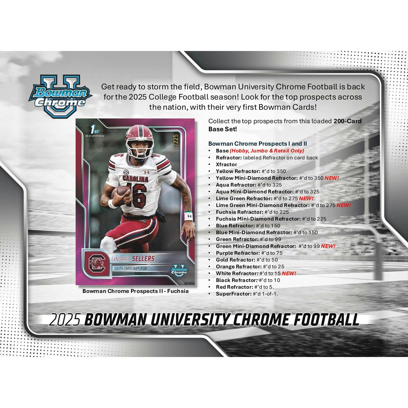 2025 Bowman University Chrome Football Mega 20-Box Case - Image 14