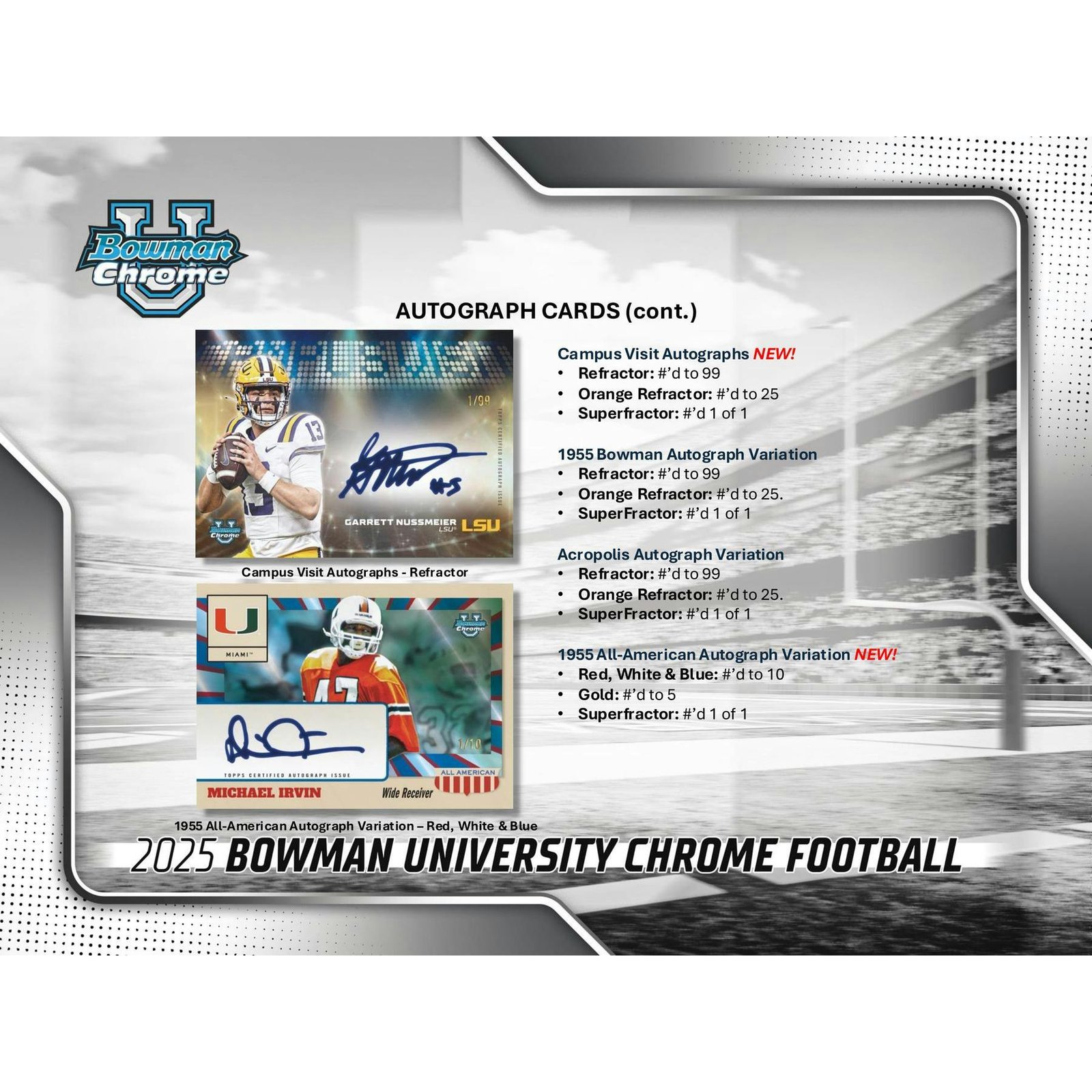 2025 Bowman University Chrome Football Mega 20-Box Case - Image 20